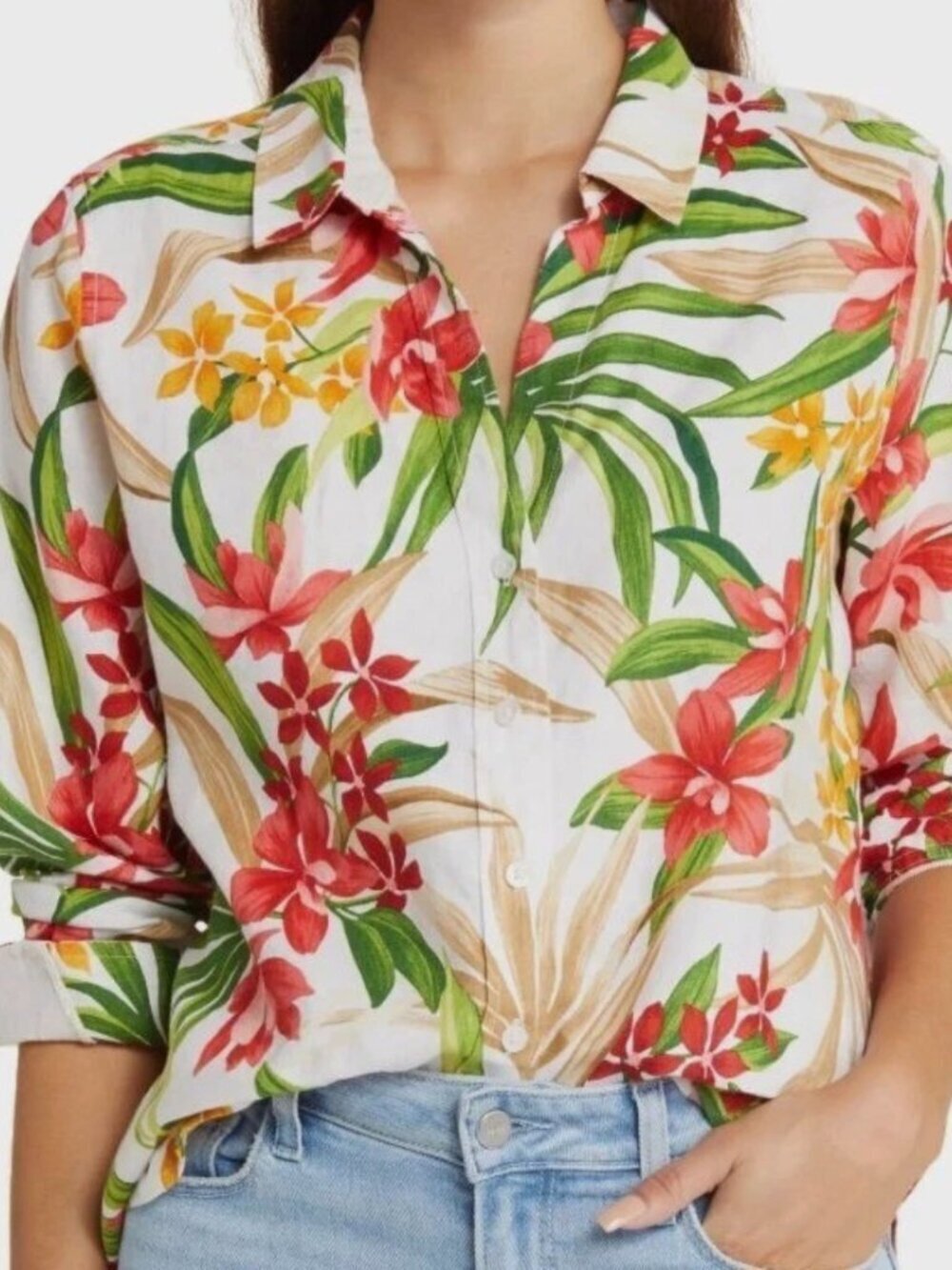 NWT Linen Tommy Bahama Calli Cove 100% Tropical Hawaiian Button Shirt Sz S Beach